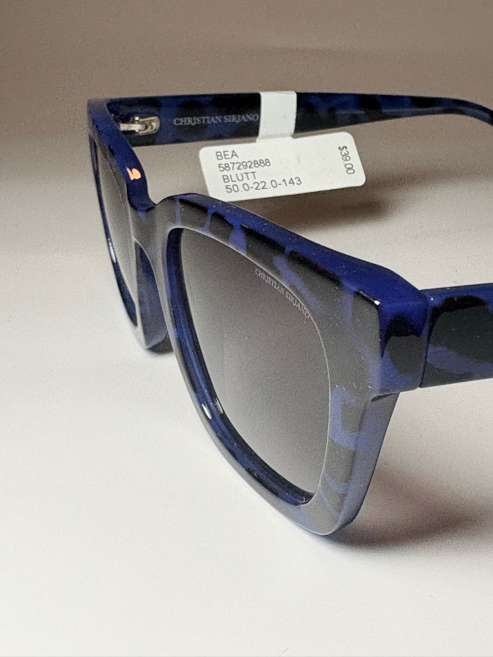 Women’s Christian Siriano Blue Tortoiseshell Oversized Sunglasses - Picture 3 of 9